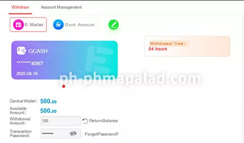 Withdraw phmapalad